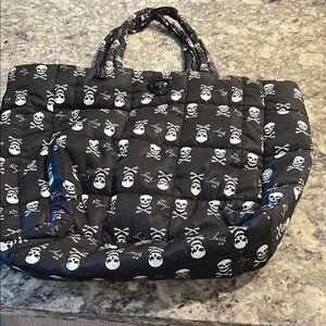 Betsey Johnson Black Quilted Skull Print Tote
